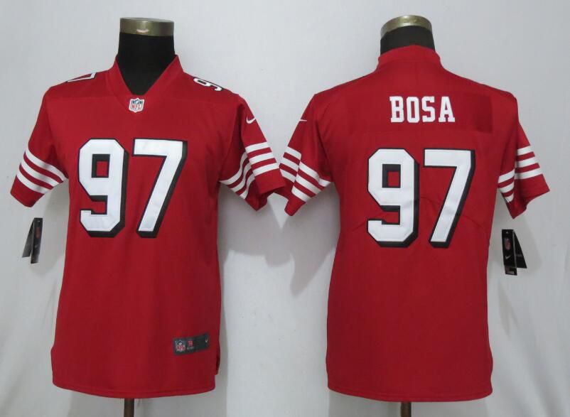 Women San Francisco 49ers #97 Bosa Red Color Rush Vapor Untouchable Nike NFL Jerseys->youth nfl jersey->Youth Jersey